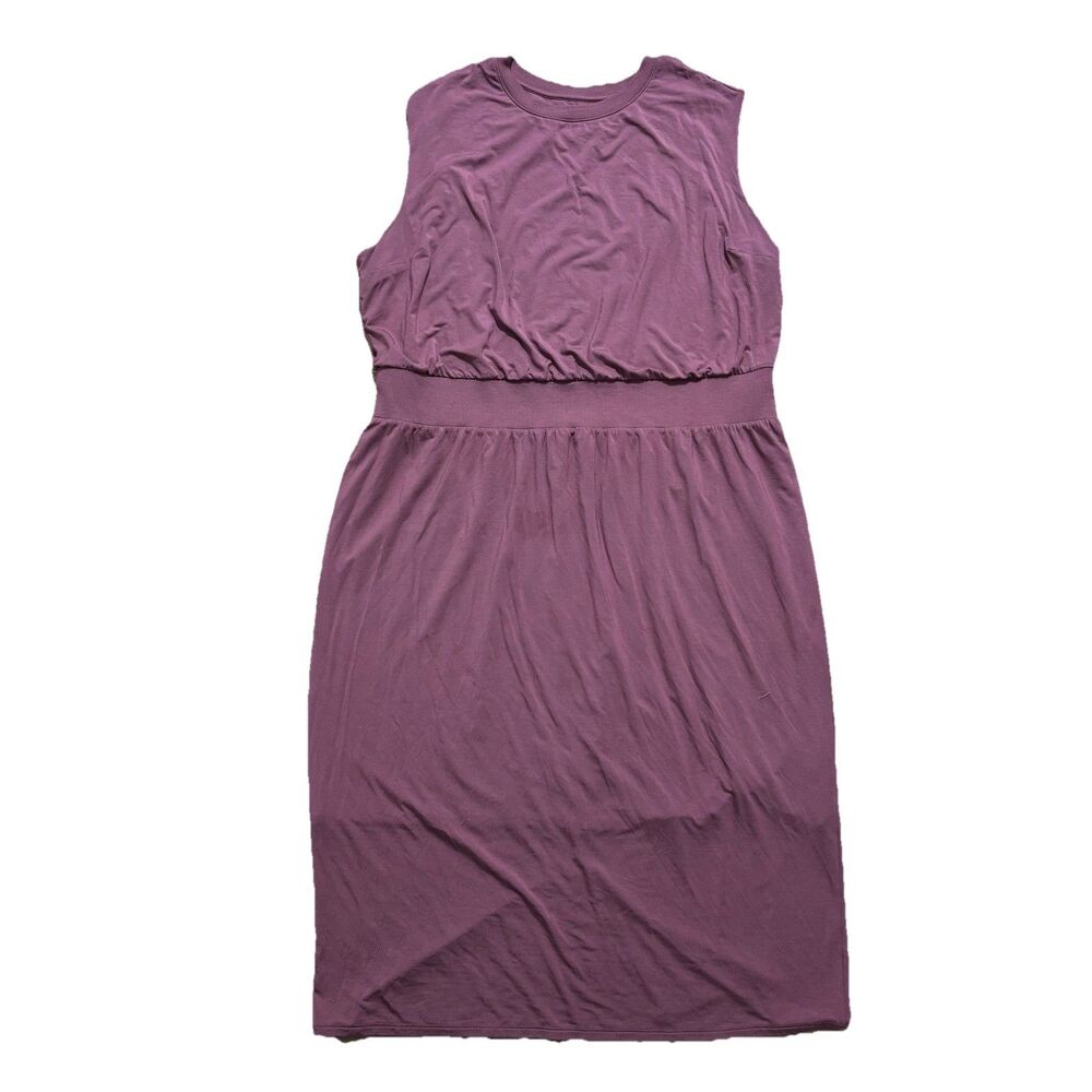 Athleta Santorini Cinch Midi Dress Women’s 1X Tawny Rose Sleeveless Stretch